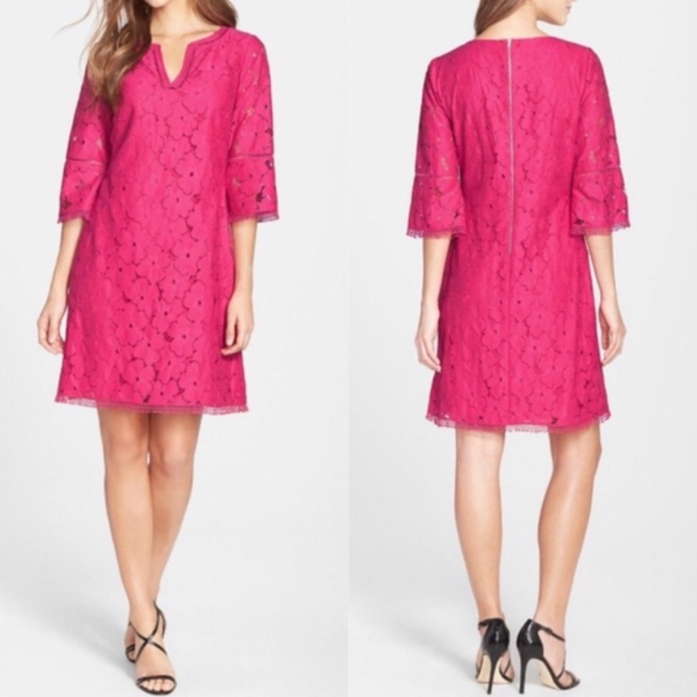 Adrianna Papell Magenta Pink Lace Shift Dress
